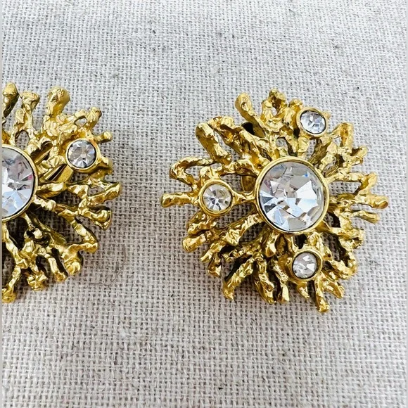 Vintage Kenneth Jay Lane “Regal Riches” Collection Sunburst Clip-On Earrings - Picture 6 of 9